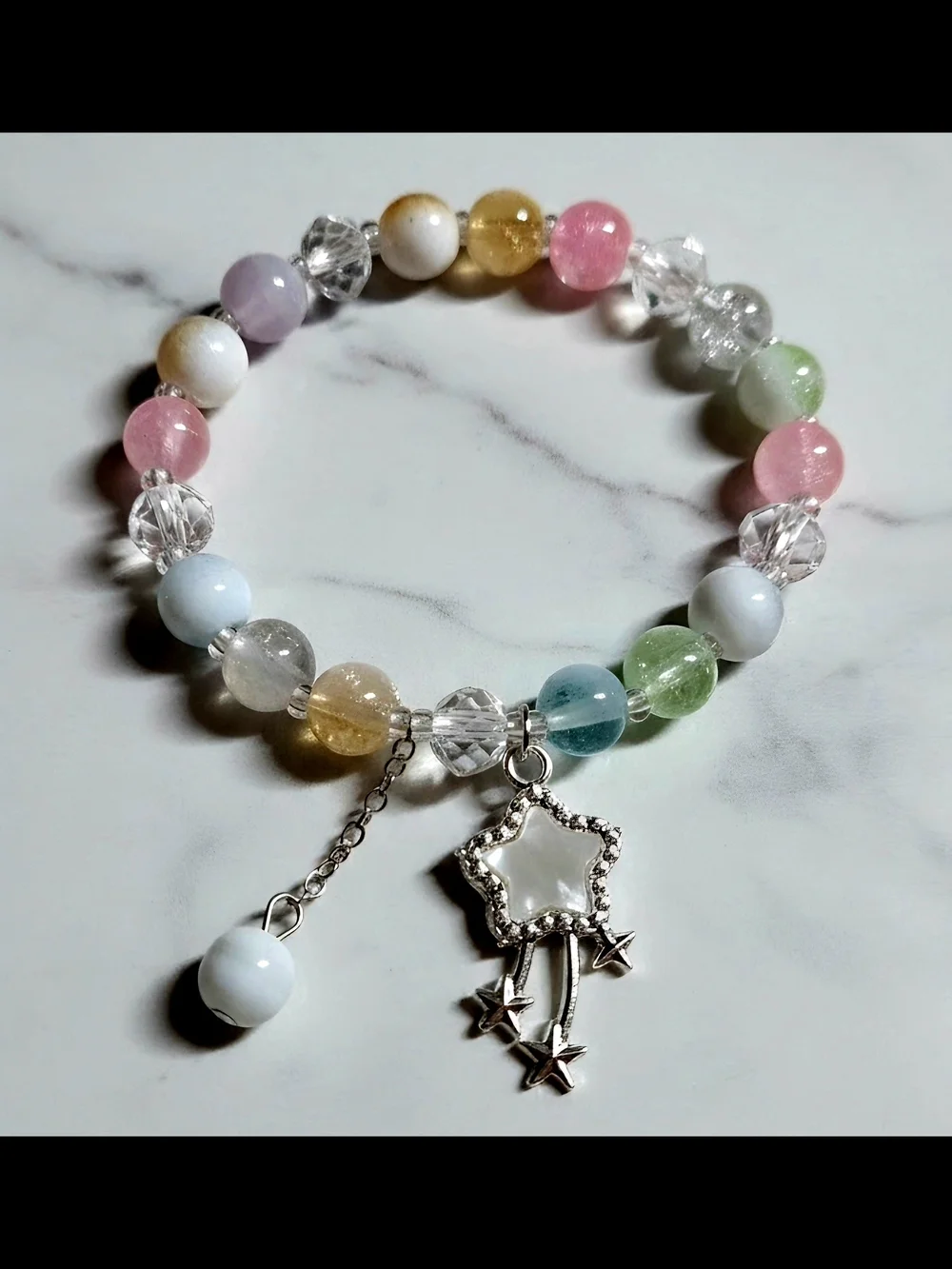 Pastel Multi-Bead Star Charm Bracelet - Unbranded